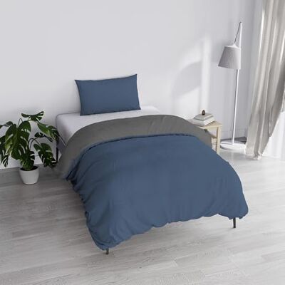 Italian Bed Linen Komplet pościeli ze 100% naturalnej bawełny, Made in Italy Komplet kołdry puchowej poszewka na kołdrę 150 x 200 cm z podwójnym patelem i poszewką na poduszkę, pojedyncza, Avio/ciemnoszara Italian Bed Linen Komplet pościeli ze 100% naturalnej bawełny, Made in Italy Komplet kołdry puchowej poszewka na kołdrę 150 x 200 cm z podwójnym patelem i poszewką na poduszkę, pojedyncza, Avio/ciemnoszara