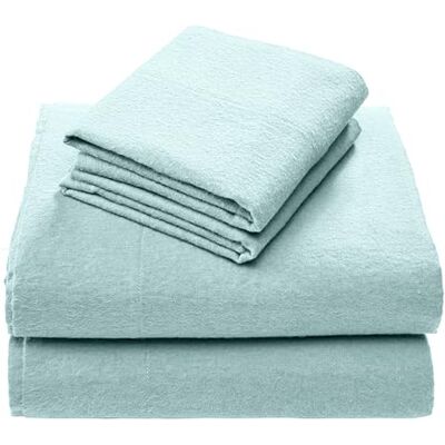 Comfort Spaces Cotton Flannel Breathable Warm Deep Pocket Sheets with Pillow Case Bedding, Queen, Aqua Solid 4 Piece Comfort Spaces Cotton Flannel Breathable Warm Deep Pocket Sheets with Pillow Case Bedding, Queen, Aqua Solid 4 Piece