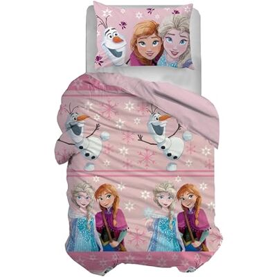 hermet Disney Zestaw pościeli na łóżko pojedyncze, poszewka na kołdrę + poszewka na poduszkę, zestaw poszewek na kołdrę z poszewką na poduszkę, worek 155 x 200 cm, 100% bawełna, Kraina Lodu, (prześcieradło z hermet Disney Zestaw pościeli na łóżko pojedyncze, poszewka na kołdrę + poszewka na poduszkę, zestaw poszewek na kołdrę z poszewką na poduszkę, worek 155 x 200 cm, 100% bawełna, Kraina Lodu, (prześcieradło z