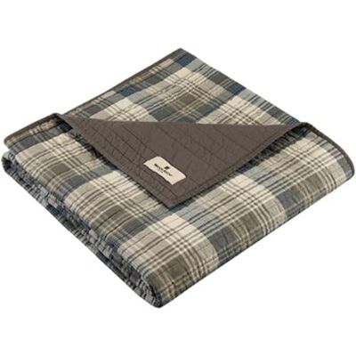 WOOLRICH Tasha Luksusowa pikowana narzuta taupe w kratę 50 x 70 cm, miękka przytulna 100% bawełna na łóżko, kanapę lub sofę WOOLRICH Tasha Luksusowa pikowana narzuta taupe w kratę 50 x 70 cm, miękka przytulna 100% bawełna na łóżko, kanapę lub sofę
