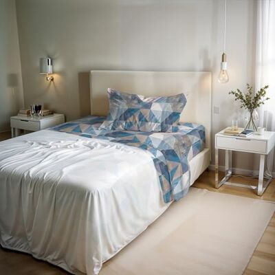 Italian Bed Linen Zestaw pościeli na łóżko pojedyncze z bawełny River, wykonany we Włoszech komplet pościeli, prześcieradło pod spodem z narożnikami, prześcieradło wierzchnie 90 x 200 cm i poszewka na poduszkę z Italian Bed Linen Zestaw pościeli na łóżko pojedyncze z bawełny River, wykonany we Włoszech komplet pościeli, prześcieradło pod spodem z narożnikami, prześcieradło wierzchnie 90 x 200 cm i poszewka na poduszkę z