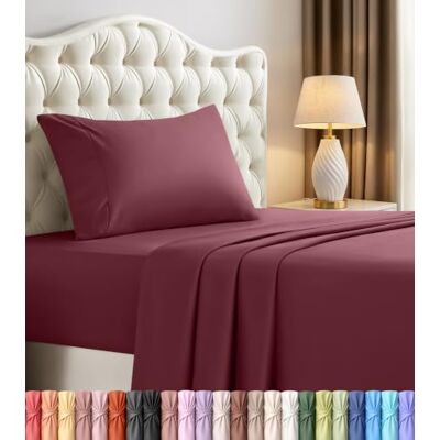Utopia Bedding Zestaw pościeli na podwójne łóżko, 3-częściowy zestaw, szczotkowana mikrofibra, odporne na kurczenie się i blaknięcie, łatwe w pielęgnacji, (dwuosobowy, bordowy) Utopia Bedding Zestaw pościeli na podwójne łóżko, 3-częściowy zestaw, szczotkowana mikrofibra, odporne na kurczenie się i blaknięcie, łatwe w pielęgnacji, (dwuosobowy, bordowy)