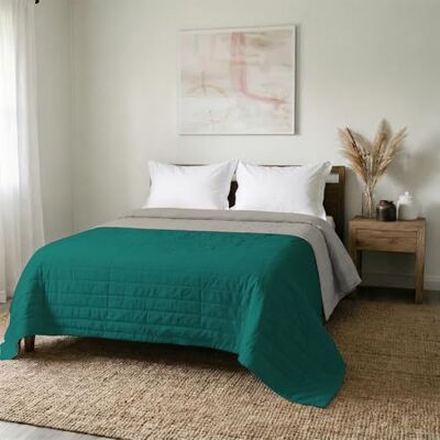 Italian Bed Linen MB HOME ITALY Elegant" letnia kołdra, jasnoszara/wodno-zielona, 260 x 270 cm Italian Bed Linen MB HOME ITALY Elegant" letnia kołdra, jasnoszara/wodno-zielona, 260 x 270 cm