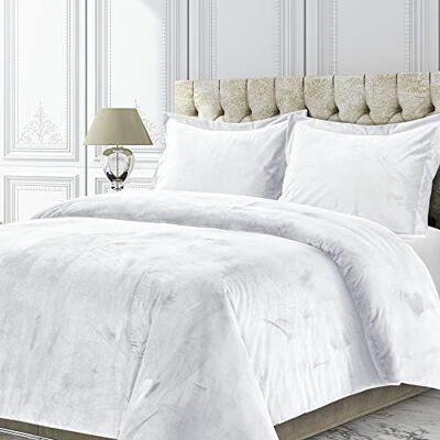 Tribeca Living Venice Velvet Oversizowy solidny zestaw pościeli, biały, podwójny Tribeca Living Venice Velvet Oversizowy solidny zestaw pościeli, biały, podwójny