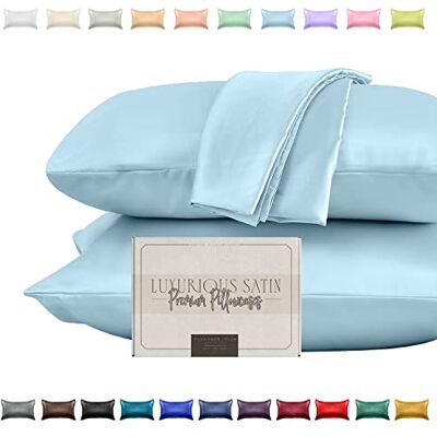 Elegant Comfort Jedwabisty i luksusowy 2-częściowy zestaw satynowych poszewek na poduszkę dla zdrowej skóry i włosów, ukryty zamek błyskawiczny i pięknie zapakowany, zestaw satynowych poszewek na Elegant Comfort Jedwabisty i luksusowy 2-częściowy zestaw satynowych poszewek na poduszkę dla zdrowej skóry i włosów, ukryty zamek błyskawiczny i pięknie zapakowany, zestaw satynowych poszewek na