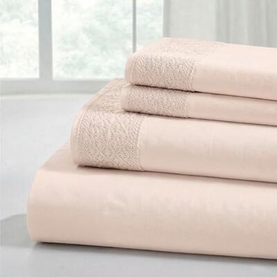 Modern Threads Miękkie prześcieradła z mikrofibry, z koronką, zawiera narzutę, prześcieradło z gumką na grube materace i poszewki na poduszki, rozmiar California King, Blush (różowe) Modern Threads Miękkie prześcieradła z mikrofibry, z koronką, zawiera narzutę, prześcieradło z gumką na grube materace i poszewki na poduszki, rozmiar California King, Blush (różowe)