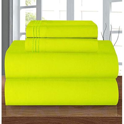 Elegant Comfort Odporny na zagniecenia zestaw pościeli, elastyczny prześcieradło, głęboka kieszeń do 40 cm, mikrofibra, limonka, podwójne XL Elegant Comfort Odporny na zagniecenia zestaw pościeli, elastyczny prześcieradło, głęboka kieszeń do 40 cm, mikrofibra, limonka, podwójne XL