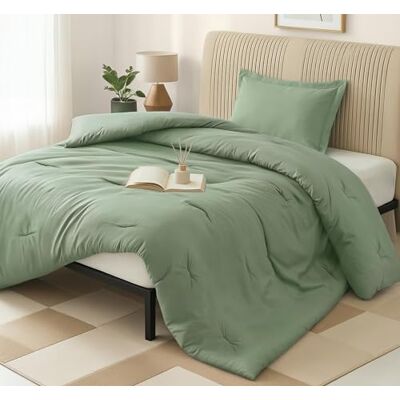 Utopia Bedding Pojedynczy rozmiar 2-częściowy zestaw kołder, szałwiowa zieleń, alternatywa dla puchu, 1 kołdra (162 x 223 cm), 1 poszewka na poduszkę (51 x 66 cm) Utopia Bedding Pojedynczy rozmiar 2-częściowy zestaw kołder, szałwiowa zieleń, alternatywa dla puchu, 1 kołdra (162 x 223 cm), 1 poszewka na poduszkę (51 x 66 cm)