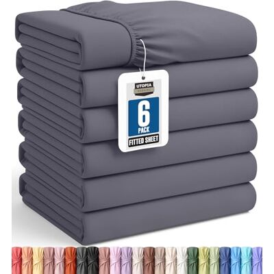 Utopia Bedding Podwójne prześcieradła z gumką, 6 szt. w opakowaniu zbiorczym, miękka szczotkowana mikrofibra, głębokie kieszenie, odporne na kurczenie się i blaknięcie, łatwe w pielęgnacji, szare Utopia Bedding Podwójne prześcieradła z gumką, 6 szt. w opakowaniu zbiorczym, miękka szczotkowana mikrofibra, głębokie kieszenie, odporne na kurczenie się i blaknięcie, łatwe w pielęgnacji, szare