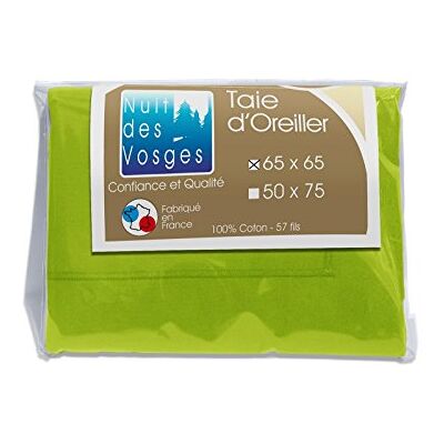 Nuit des Vosges Cotoval jednokolorowa bawełniana poszewka na poduszkę, bawełna, limonkowa zieleń, 65 x 65 cm Nuit des Vosges Cotoval jednokolorowa bawełniana poszewka na poduszkę, bawełna, limonkowa zieleń, 65 x 65 cm