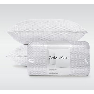 Calvin Geometryczny nadruk 50 cm x 71 cm standardowy zestaw 2 poduszek na łóżko do spania, biały Calvin Geometryczny nadruk 50 cm x 71 cm standardowy zestaw 2 poduszek na łóżko do spania, biały
