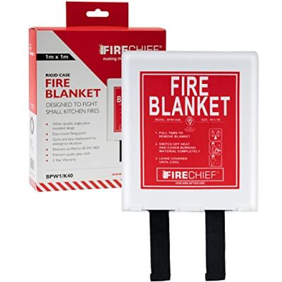 Firechief BPW1/K40 Kitemarked niedrogi koc ogień mały koc ognia (1 m x 1 m) z białą plastikową obudową nadaje się do użytku w domu (kuchnia, biuro, garaż) Firechief BPW1/K40 Kitemarked niedrogi koc ogień mały koc ognia (1 m x 1 m) z białą plastikową obudową nadaje się do użytku w domu (kuchnia, biuro, garaż)