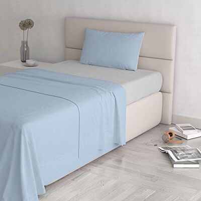 Italian Bed Linen "Natural Color" zestaw pościeli, jasnoniebieski/jasnoszary, małe podwójne Italian Bed Linen "Natural Color" zestaw pościeli, jasnoniebieski/jasnoszary, małe podwójne