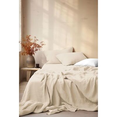 HOME LINGE PASSION Prześcieradło z gazy bawełnianej 270x300 cm beżowe HOME LINGE PASSION Prześcieradło z gazy bawełnianej 270x300 cm beżowe