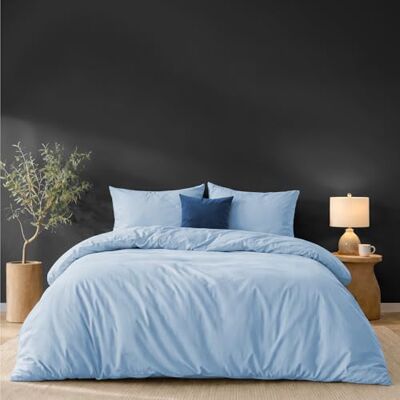 Twinzen Poszewka na kołdrę 240x220 cm z 2 poszewkami na poduszki 50x70 cm, kolor niebieski komplet pościeli dla dorosłych 220x240 z mikrofibry Oeko-Tex Twinzen Poszewka na kołdrę 240x220 cm z 2 poszewkami na poduszki 50x70 cm, kolor niebieski komplet pościeli dla dorosłych 220x240 z mikrofibry Oeko-Tex