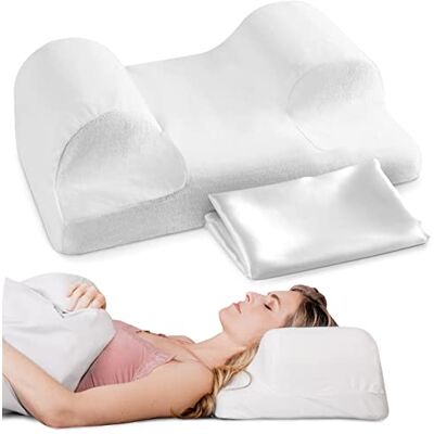 YourFacePillow Ergonomiczna poduszka z pianki pamięciowej do spania na plecach wsparcie szyi i ramion najlepsze wyrównanie snu duża z satynowym etui YourFacePillow Ergonomiczna poduszka z pianki pamięciowej do spania na plecach wsparcie szyi i ramion najlepsze wyrównanie snu duża z satynowym etui