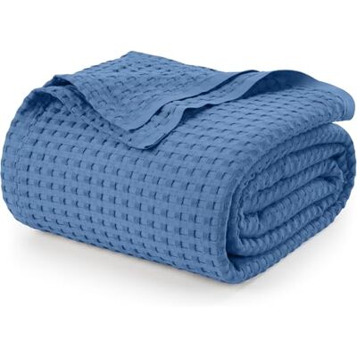 Utopia Bedding bawełniany koc waflowy 300 GSM (Wedgewood 228x228 cm), miękka, lekka, oddychająca kołdra na każdą porę roku Utopia Bedding bawełniany koc waflowy 300 GSM (Wedgewood 228x228 cm), miękka, lekka, oddychająca kołdra na każdą porę roku