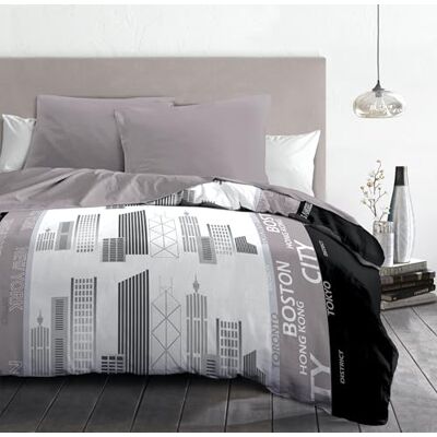 HOME LINGE PASSION District zestaw pościeli, z mikrofibry, szary/biały/czarny, 220 x 240 cm HOME LINGE PASSION District zestaw pościeli, z mikrofibry, szary/biały/czarny, 220 x 240 cm