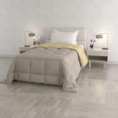 MB HOME ITALY Italian Bed Linen Kołdra pikowana zimowa, elegancka, kremowa/jasnoszara, pojedyncza, 100% mikrofibra, 170 x 260 cm MB HOME ITALY Italian Bed Linen Kołdra pikowana zimowa, elegancka, kremowa/jasnoszara, pojedyncza, 100% mikrofibra, 170 x 260 cm