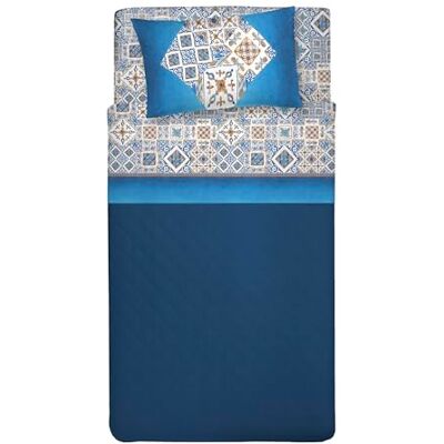 PENSIERI DELICATI Komplet pościeli na 1 łóżko queen size, 100% bawełna, prześcieradło z gumką 120 x 200 cm, z prześcieradłem wierzchnim i 1 poszewką na poduszkę, wyprodukowano we Włoszech, wzór PENSIERI DELICATI Komplet pościeli na 1 łóżko queen size, 100% bawełna, prześcieradło z gumką 120 x 200 cm, z prześcieradłem wierzchnim i 1 poszewką na poduszkę, wyprodukowano we Włoszech, wzór