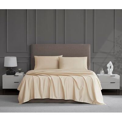 Linen Closet Bawełniany beżowy zestaw pościeli King 4-częściowy zestaw Linen Closet Bawełniany beżowy zestaw pościeli King 4-częściowy zestaw