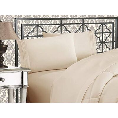 Elegant Comfort komplet 2 ultramiękkich poszewek na poduszki z odpornego na zagniecenia i blaknięcie materiału, gęstość splotu 1500, rozmiar Standard, kolor beżowy Elegant Comfort komplet 2 ultramiękkich poszewek na poduszki z odpornego na zagniecenia i blaknięcie materiału, gęstość splotu 1500, rozmiar Standard, kolor beżowy
