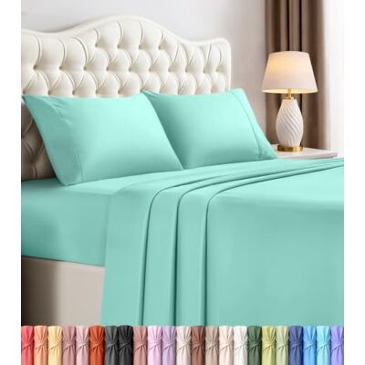Utopia Bedding Komplet pościeli na łóżko typu queen-size, 4 sztuki, szczotkowana mikrofibra, odporne na kurczenie się i blaknięcie, łatwe w pielęgnacji (Queen, niebieski spa) Utopia Bedding Komplet pościeli na łóżko typu queen-size, 4 sztuki, szczotkowana mikrofibra, odporne na kurczenie się i blaknięcie, łatwe w pielęgnacji (Queen, niebieski spa)