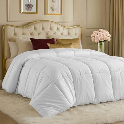 Utopia Bedding Alternatywna kołdra pikowana (kingsize, biała) – kołdra całoroczna – pluszowa, wypełnienie z silikonowanego włókna, pikowana kołdra – szew pudełku Utopia Bedding Alternatywna kołdra pikowana (kingsize, biała) – kołdra całoroczna – pluszowa, wypełnienie z silikonowanego włókna, pikowana kołdra – szew pudełku