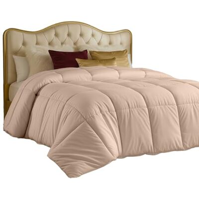 Utopia Bedding Całoroczna kołdra 250 g/m2 pluszowe kołdry z silikonu z wypełnieniem z włókna przeszyte pudełko (beżowy, Queen) Utopia Bedding Całoroczna kołdra 250 g/m2 pluszowe kołdry z silikonu z wypełnieniem z włókna przeszyte pudełko (beżowy, Queen)