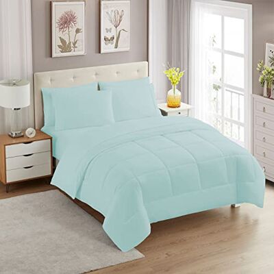 Sweet Home Collection Zestaw pościeli w jednolitym kolorze, Aqua, Queen Sweet Home Collection Zestaw pościeli w jednolitym kolorze, Aqua, Queen