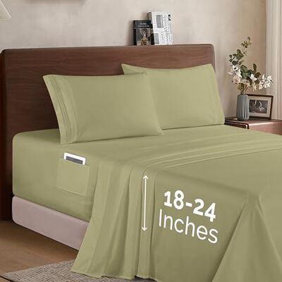 Elegant Comfort Luksusowy 4-częściowy zestaw pościeli z mikrofibry o jakości premium 1500 premium, miękkie, elastyczne prześcieradło z gumką o głębokości 45-61 cm bardzo głębokie prześcieradła Elegant Comfort Luksusowy 4-częściowy zestaw pościeli z mikrofibry o jakości premium 1500 premium, miękkie, elastyczne prześcieradło z gumką o głębokości 45-61 cm bardzo głębokie prześcieradła