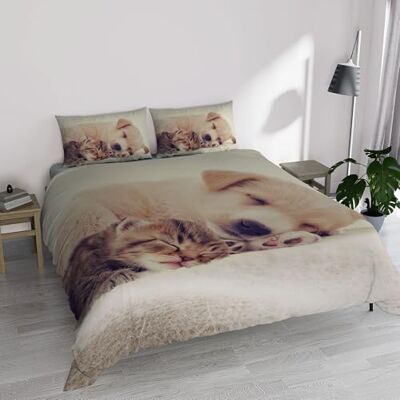 Italian Bed Linen Parure Pokrowiec na kołdrę z mikrofibry z nadrukiem cyfrowym GOODNIGHT, Lilli, Dwuosobowy Italian Bed Linen Parure Pokrowiec na kołdrę z mikrofibry z nadrukiem cyfrowym GOODNIGHT, Lilli, Dwuosobowy