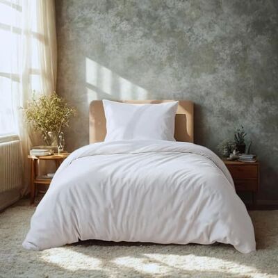 Komfortec Pościel premium 135 x 200 z 1 poszewką na poduszkę 80 x 80 cm, zestaw ze szczotkowanej mikrofibry, kolor biały Komfortec Pościel premium 135 x 200 z 1 poszewką na poduszkę 80 x 80 cm, zestaw ze szczotkowanej mikrofibry, kolor biały
