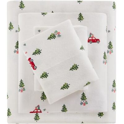 WOOLRICH Zestaw bawełnianych prześcieradeł, nadruk z zawieszkami, 100% bawełna, flanela, ciepły i puszysty zestaw pościeli, prześcieradło w rozmiarze king size, dopasowana kieszeń pasuje na materac do WOOLRICH Zestaw bawełnianych prześcieradeł, nadruk z zawieszkami, 100% bawełna, flanela, ciepły i puszysty zestaw pościeli, prześcieradło w rozmiarze king size, dopasowana kieszeń pasuje na materac do