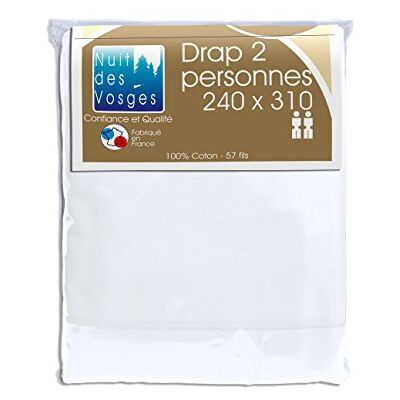 Nuit des Vosges 2094527 Cotoval Prześcieradło Gładkie Bawełna Białe 240 x 310 cm Nuit des Vosges 2094527 Cotoval Prześcieradło Gładkie Bawełna Białe 240 x 310 cm