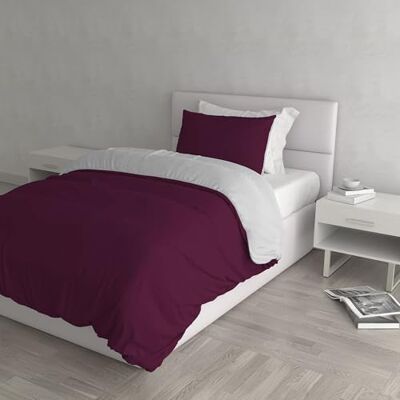 Italian Bed Linen Natural Color Doubleface poszwa na kołdrę, śliwka/jasnoszary, małe podwójne Italian Bed Linen Natural Color Doubleface poszwa na kołdrę, śliwka/jasnoszary, małe podwójne