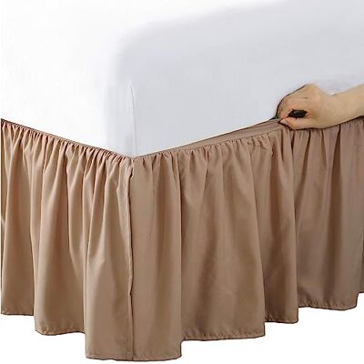 Bed Maker's Nigdy nie podnoś materaca narzuta na łóżko z mikrofibry, marszczony styl, klasyczna długość 35 cm, podwójna, mokka Bed Maker's Nigdy nie podnoś materaca narzuta na łóżko z mikrofibry, marszczony styl, klasyczna długość 35 cm, podwójna, mokka