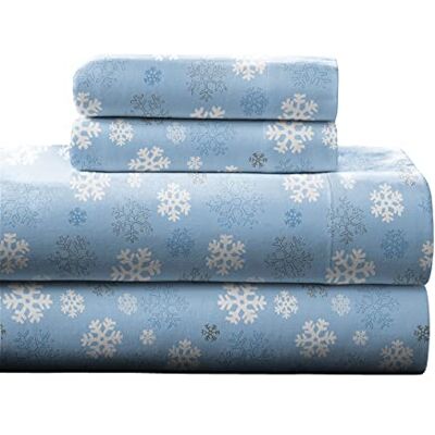 pointehaven Flanel-CKG-Snow-Flakes Heavy Weight Printed Flanela 100-procentowy zestaw bawełnianych prześcieradeł, płatki śniegu, Cal King pointehaven Flanel-CKG-Snow-Flakes Heavy Weight Printed Flanela 100-procentowy zestaw bawełnianych prześcieradeł, płatki śniegu, Cal King