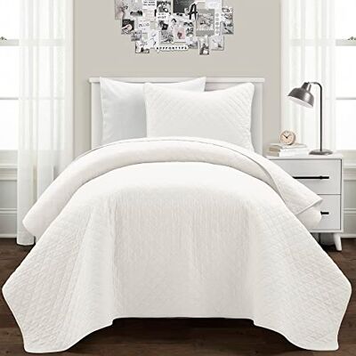 Lush Decor Ava Diamond Oversized 2-częściowy zestaw pościeli bawełnianej, biały, podwójny, XL Lush Decor Ava Diamond Oversized 2-częściowy zestaw pościeli bawełnianej, biały, podwójny, XL