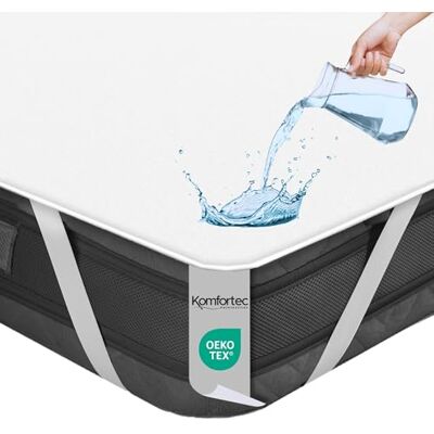 Komfortec Wodoszczelny ochraniacz na materac 120 x 200 cm, oddychający, nie trzaskający, certyfikat Oeko-Tex, nakładka na materac inkontynencyjny, wygodne dopasowanie, kolor biały Komfortec Wodoszczelny ochraniacz na materac 120 x 200 cm, oddychający, nie trzaskający, certyfikat Oeko-Tex, nakładka na materac inkontynencyjny, wygodne dopasowanie, kolor biały