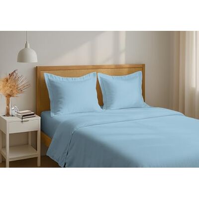 HOME LINGE PASSION Prześcieradło płaskie ze 100% bawełny perkalowej 240 x 300 cm jasnoniebieskie oddychające prześcieradło, miękkie i wytrzymałe HOME LINGE PASSION Prześcieradło płaskie ze 100% bawełny perkalowej 240 x 300 cm jasnoniebieskie oddychające prześcieradło, miękkie i wytrzymałe