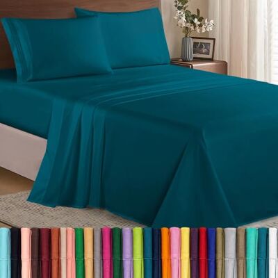 Elegant Comfort Luksusowa gęstość splotu 1500 egipska jakość 4-częściowy zestaw pościeli hotelowych premium odporne na zagniecenia, elastyczne prześcieradło z gumką, głęboka kieszeń do 40 cm, Cal Elegant Comfort Luksusowa gęstość splotu 1500 egipska jakość 4-częściowy zestaw pościeli hotelowych premium odporne na zagniecenia, elastyczne prześcieradło z gumką, głęboka kieszeń do 40 cm, Cal