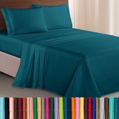 Elegant Comfort Luksusowa gęstość splotu 1500 egipska jakość mikrofibra trzy linie haftowane najdelikatniejsze jakości premium hotel 4-częściowy zestaw prześcieradeł, odporne na zagniecenia i Elegant Comfort Luksusowa gęstość splotu 1500 egipska jakość mikrofibra trzy linie haftowane najdelikatniejsze jakości premium hotel 4-częściowy zestaw prześcieradeł, odporne na zagniecenia i