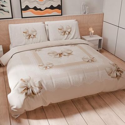 PETTI Artigiani Italiani Poszwa na kołdrę 200 x 200 cm, zestaw pościeli z mikrofibry z nadrukiem cyfrowym + 1 poszewka na poduszkę 50 x 80 cm Wyprodukowano we Włoszech Kokarda Beżowy PETTI Artigiani Italiani Poszwa na kołdrę 200 x 200 cm, zestaw pościeli z mikrofibry z nadrukiem cyfrowym + 1 poszewka na poduszkę 50 x 80 cm Wyprodukowano we Włoszech Kokarda Beżowy
