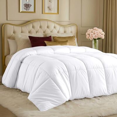 Utopia Bedding Alternatywna kołdra puchowa (podwójna, biała) całoroczna kołdra pluszowa silikonowa wkładka z włókna szklanego pudełko szyte Utopia Bedding Alternatywna kołdra puchowa (podwójna, biała) całoroczna kołdra pluszowa silikonowa wkładka z włókna szklanego pudełko szyte