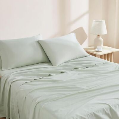 Linen Closet Bawełna organiczna, jasnozielony, podwójny zestaw prześcieradeł, 3-częściowy zestaw Linen Closet Bawełna organiczna, jasnozielony, podwójny zestaw prześcieradeł, 3-częściowy zestaw