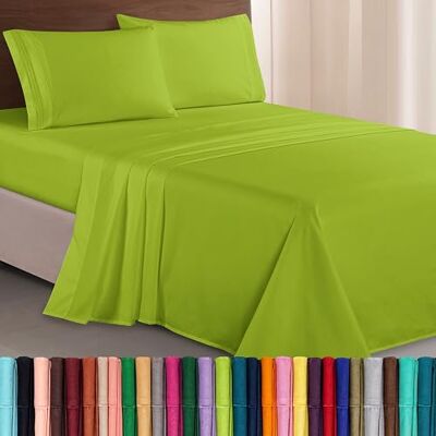 Elegant Comfort Luksusowy, gęstość 1500, komplet pościeli, 3-liniowy haft, najdelikatniejszy, hotelowy, 4-częściowy, jakości premium, odporny na zagniecenia i blaknięcie, King, limonkowy Elegant Comfort Luksusowy, gęstość 1500, komplet pościeli, 3-liniowy haft, najdelikatniejszy, hotelowy, 4-częściowy, jakości premium, odporny na zagniecenia i blaknięcie, King, limonkowy