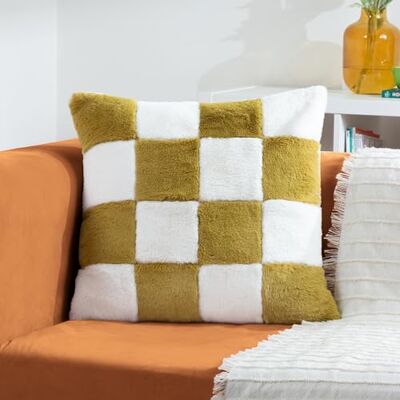 furn Heya Home Cozee Check poduszka z wypełnieniem ze sztucznego futra furn Heya Home Cozee Check poduszka z wypełnieniem ze sztucznego futra