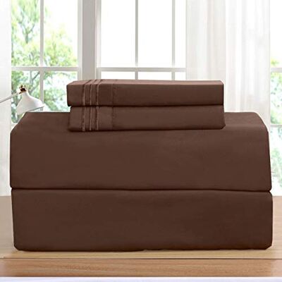 Elegant Comfort Luksusowy zestaw pościeli na Amazon! Elegancki Comfort1500 Premier Premier odporny na zagniecenia, blaknięcie i plamy 4-częściowe prześcieradła, głęboka kieszeń, California King Chocolate Elegant Comfort Luksusowy zestaw pościeli na Amazon! Elegancki Comfort1500 Premier Premier odporny na zagniecenia, blaknięcie i plamy 4-częściowe prześcieradła, głęboka kieszeń, California King Chocolate