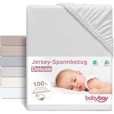 babybay Prześcieradło dżersejowe z gumką, pasuje do modelu Original, kolor szary babybay Prześcieradło dżersejowe z gumką, pasuje do modelu Original, kolor szary